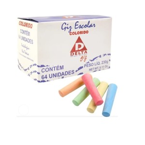 Giz Escolar Colorido 64 Unid Delta